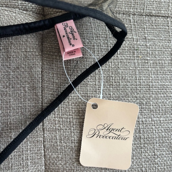 Agent Provocateur Demelza Black Lace Sheer Criss Cross Set Bra 34E, Panty 4 (L) - Picture 11 of 13